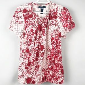 Karen Scott | Beautiful Red Floral Blouse